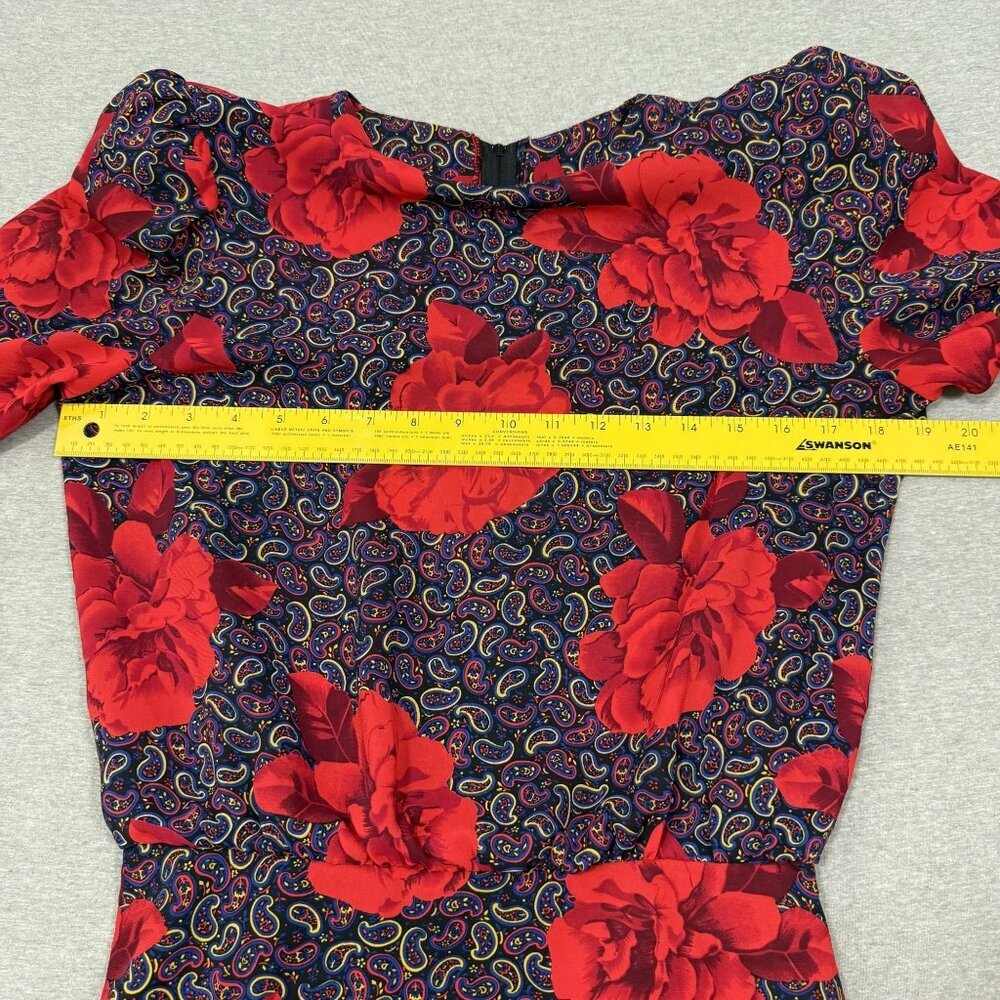 70's Kono New York Drop Waist Dress Midi 3/4 Sleeve Medium - Picture 6 of 10